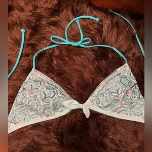 Victorias Secret teal bikini top featuring silver sequins. Size M.